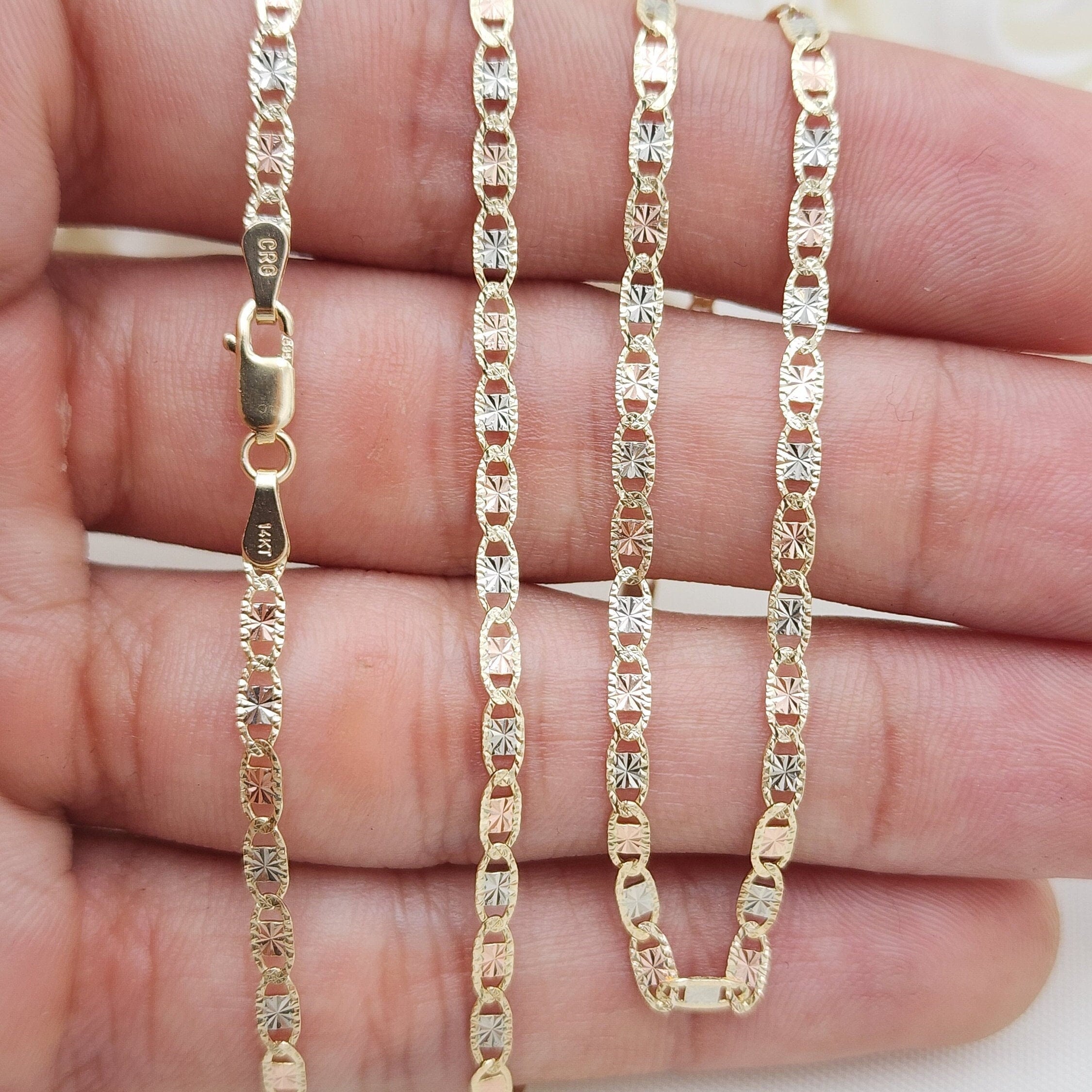 Real 14k Diamond Cut Star Valentino Chains - 16", 18", 20", 22", 24" - 2.7MM Thick - Shiny and Elegant