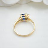14k Solid Gold Simulated Oval Sapphire Ring - Unique and Elegant.