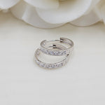 Solid 14k White Gold Channel setting CZ Huggies Earrings - Perfect For kids - Fine Jewelry