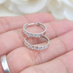 Solid 14k White Gold Channel setting CZ Huggies Earrings - Perfect For kids - Fine Jewelry