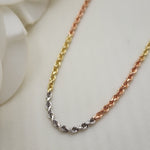 Solid 14k Tri Color Gold Rope Chain - 2MM - 16" - 18" - 20" - 22" - 24" - Unique Rope Chains - Perfect Gift For Her