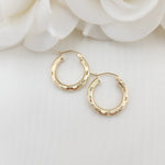 Real 14k Gold 3mm Square Diamond Cut Hoop Earrings - 3/4 Inches - 20MM - Shiny and Unique - Perfect For everyday - Lightweight Thick Hoops
