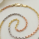 Solid 14k Tri Color Gold Rope Chain - 2MM - 16" - 18" - 20" - 22" - 24" - Unique Rope Chains - Perfect Gift For Her