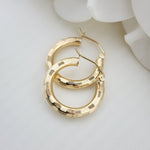 Real 14k Gold 3mm Square Diamond Cut Hoop Earrings - 3/4 Inches - 20MM - Shiny and Unique - Perfect For everyday - Lightweight Thick Hoops