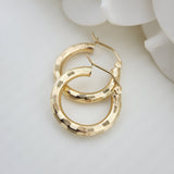 Real 14k Gold 3mm Square Diamond Cut Hoop Earrings - 3/4 Inches - 20MM - Shiny and Unique - Perfect For everyday - Lightweight Thick Hoops