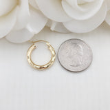 Real 14k Gold 3mm Square Diamond Cut Hoop Earrings - 3/4 Inches - 20MM - Shiny and Unique - Perfect For everyday - Lightweight Thick Hoops