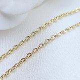Real 14k Gold Rolo Link Diamond Cut Chains - Women's Necklace - 2MM - Perfect Gift For Her - Real Gold - Shiny & Lightweight