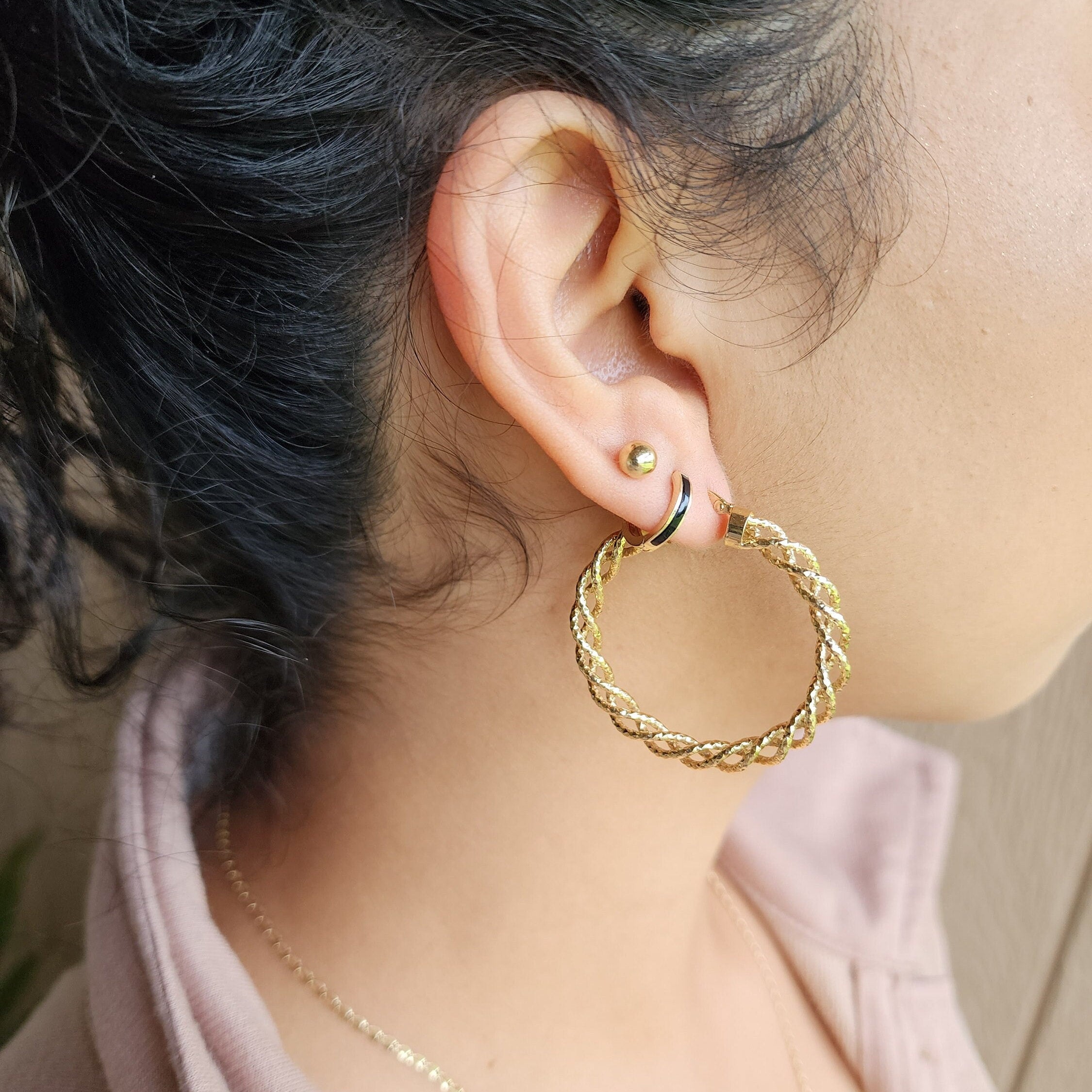 14k Fully Twisted Hoop Earrings
