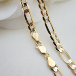 Solid 14k Gold Close Link Figaro Chains - 1MM, 2MM, 3MM, 3.9MM, 4.6MM - For Her - For Him - Real Gold