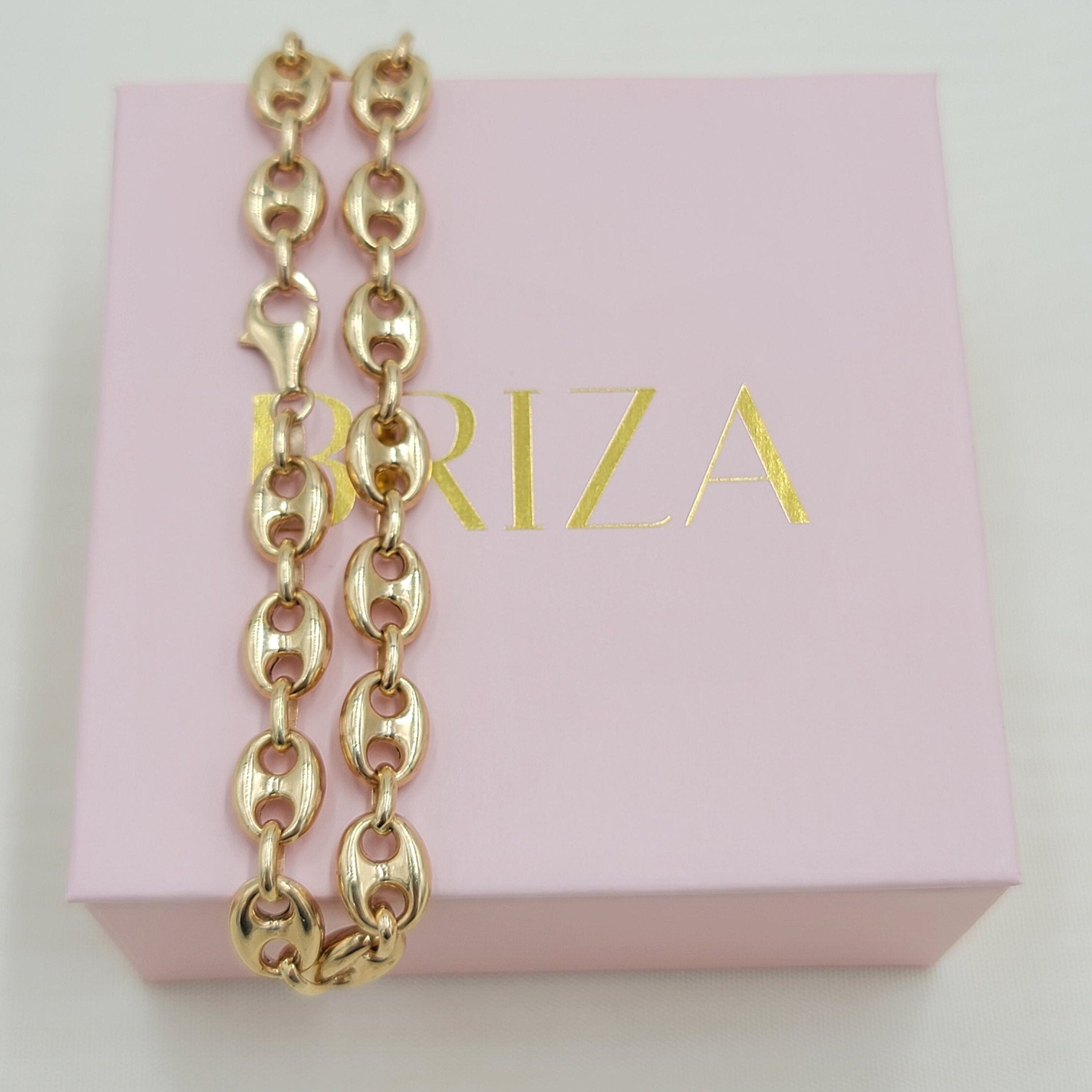 Real 14K Gold Puffed Mariner 8mm Bracelet - For Men - For Women - Fine jewelry