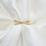 14k X Ring Crossed CZ Band