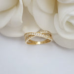 14k X Ring Crossed CZ Band