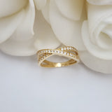 14k X Ring Crossed CZ Band