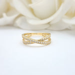 14k X Ring Crossed CZ Band