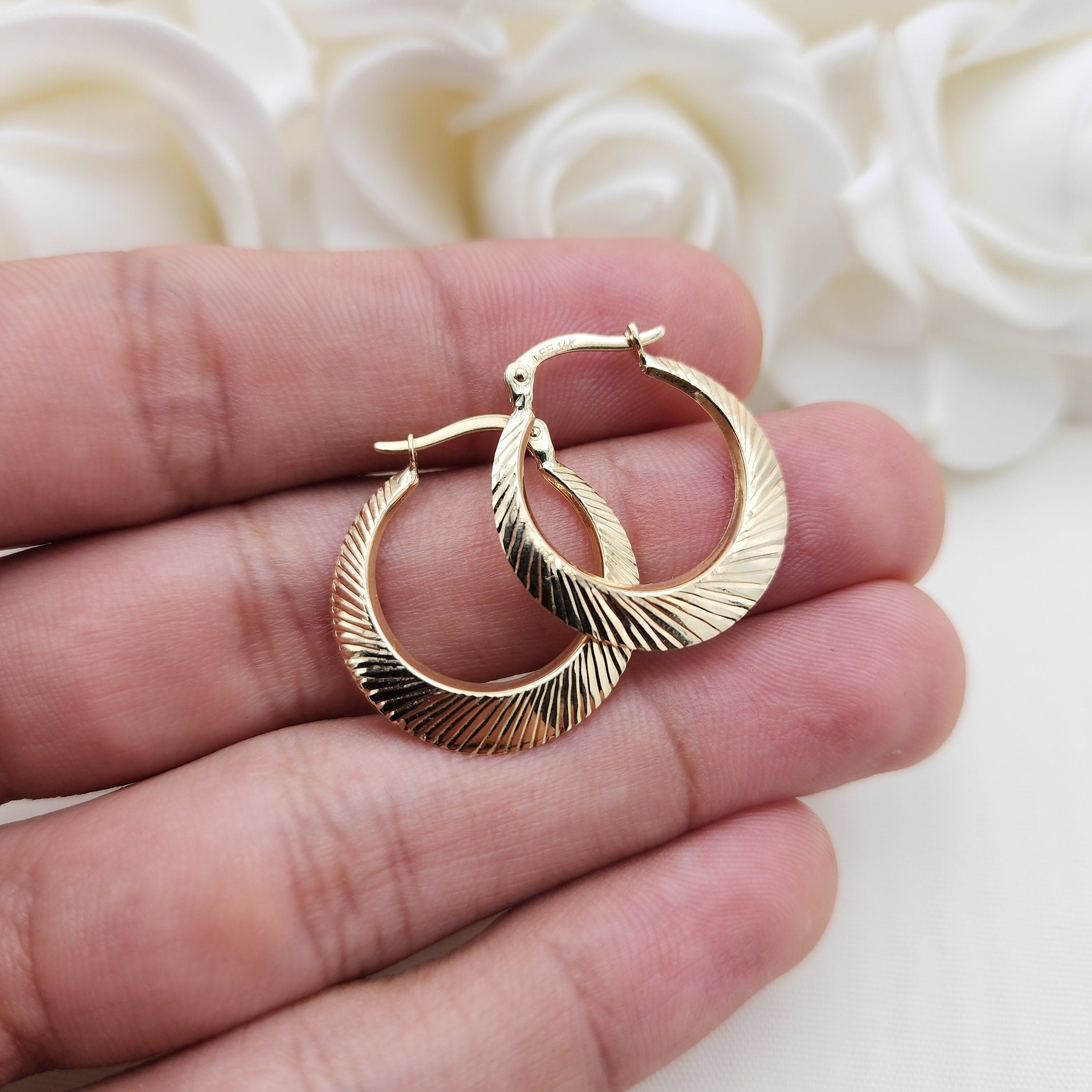 14k Double Sided Hoop Earrings - 21MM