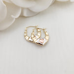 14k Tricolor Gold Small Hearts Hoop Earrings - Cute Small Hoops - Perfect For Her - Perfect For Girls