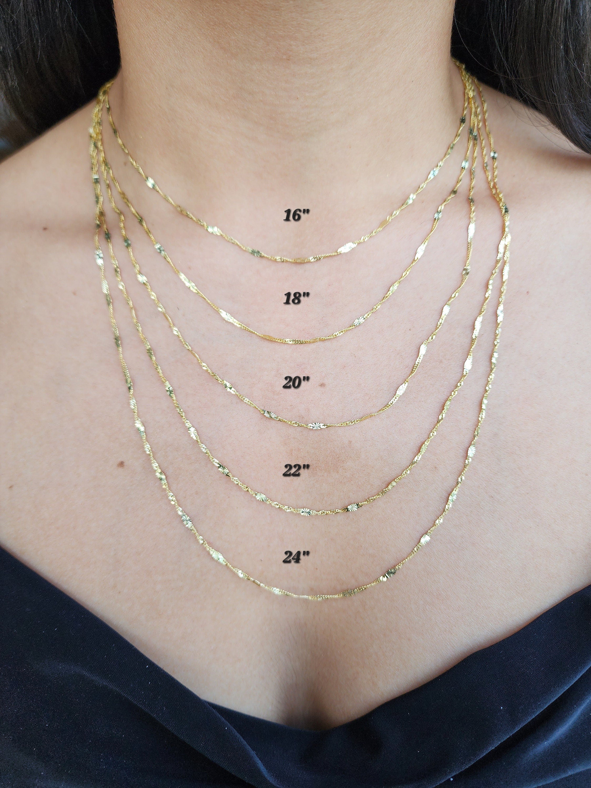 Solid 14k Gold Mirror Diamond Cut Chain - For Girls and Women - Dainty Chain - Real 14k Gold Shiny Necklaces - 14
