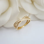 14k X Ring Crossed CZ Band