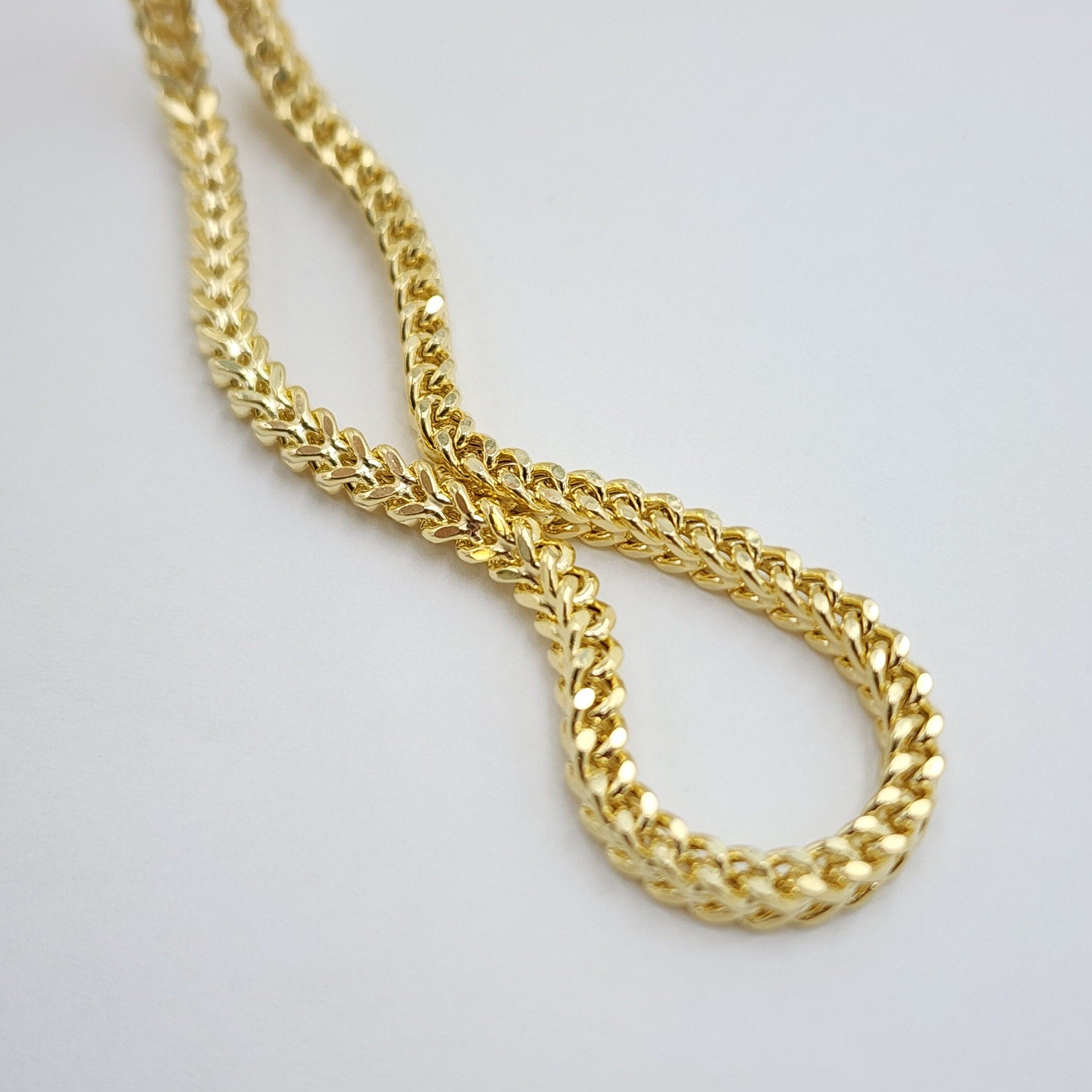 Real 14k Gold 4MM Thick Square Franco Chain - 24 Inches