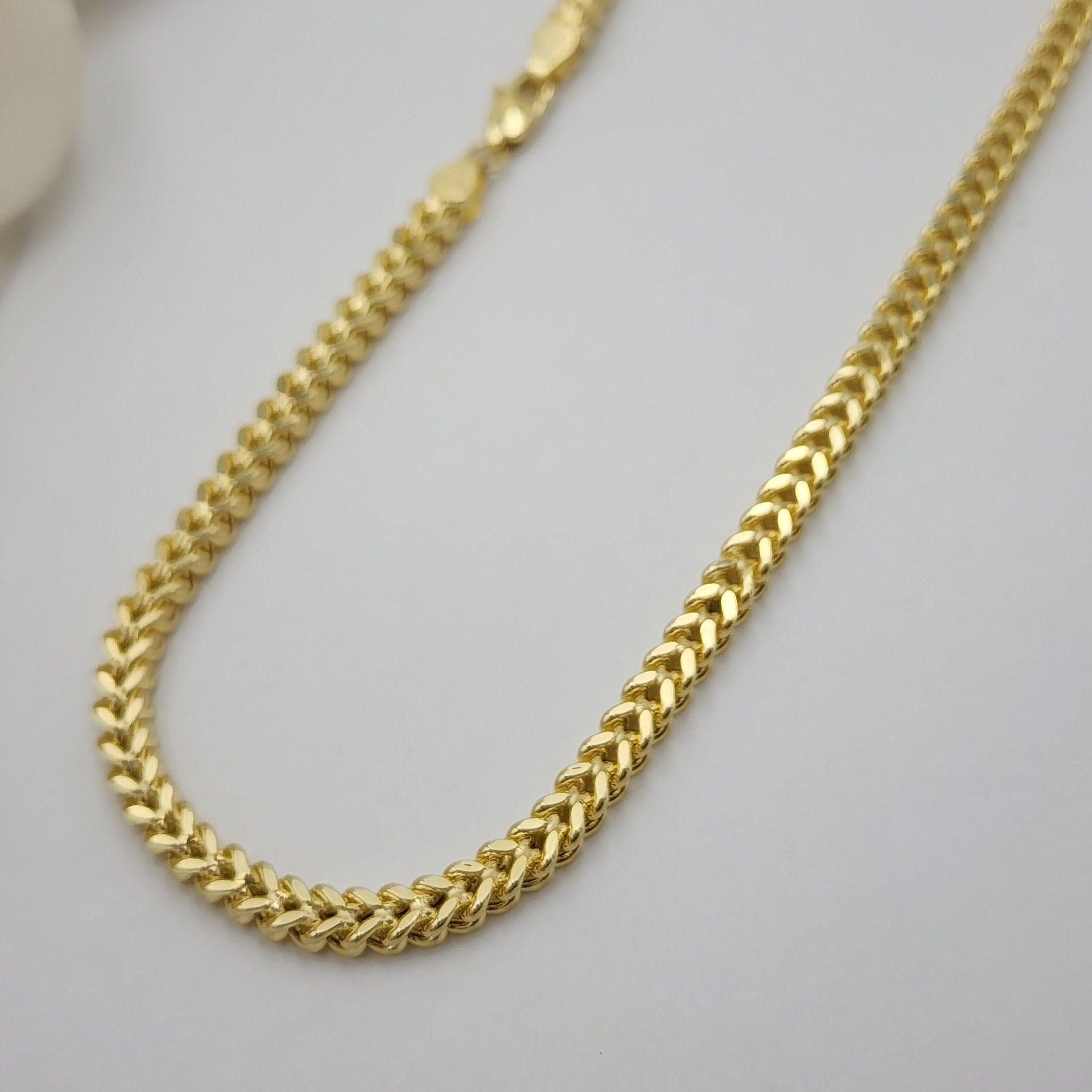 Real 14k Gold 4MM Thick Square Franco Chain - 24 Inches