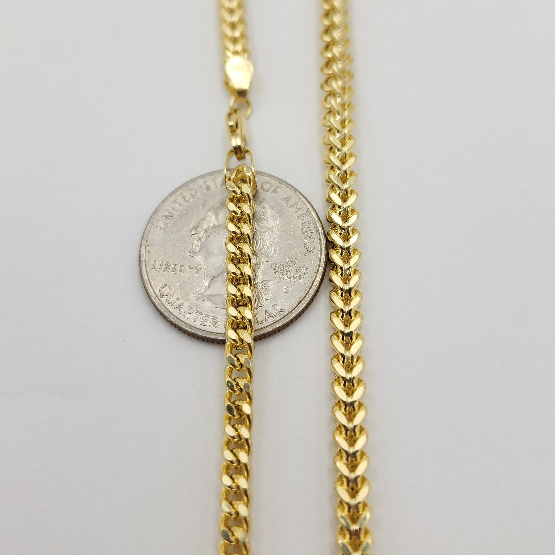 Real 14k Gold 4MM Thick Square Franco Chain - 24 Inches