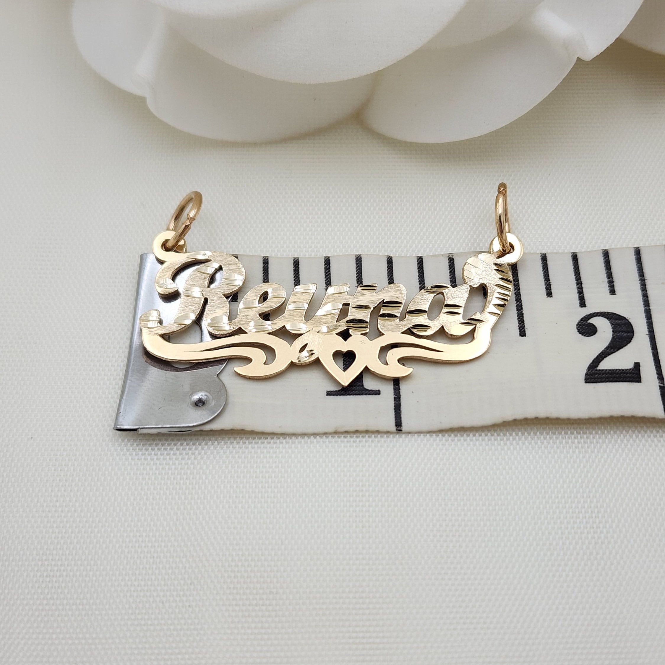 Solid 14K Gold Personalized Heart NamePlate