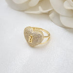 Solid 14k Gold Big Heart Locket Ring - CZ - Fancy 14k gold Jewelry - Perfect For Her