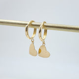 Stunning 14k Gold Dangly Heart Huggie Earrings - Adorable Small Earrings - For Girls & Women