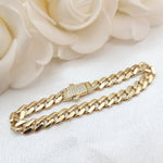 Real 14k Gold Monaco Bracelet - 7 Inches - 7mm Thick - Box Lock
