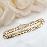 Real 14k Gold Monaco Bracelet - 7 Inches - 7mm Thick - Box Lock