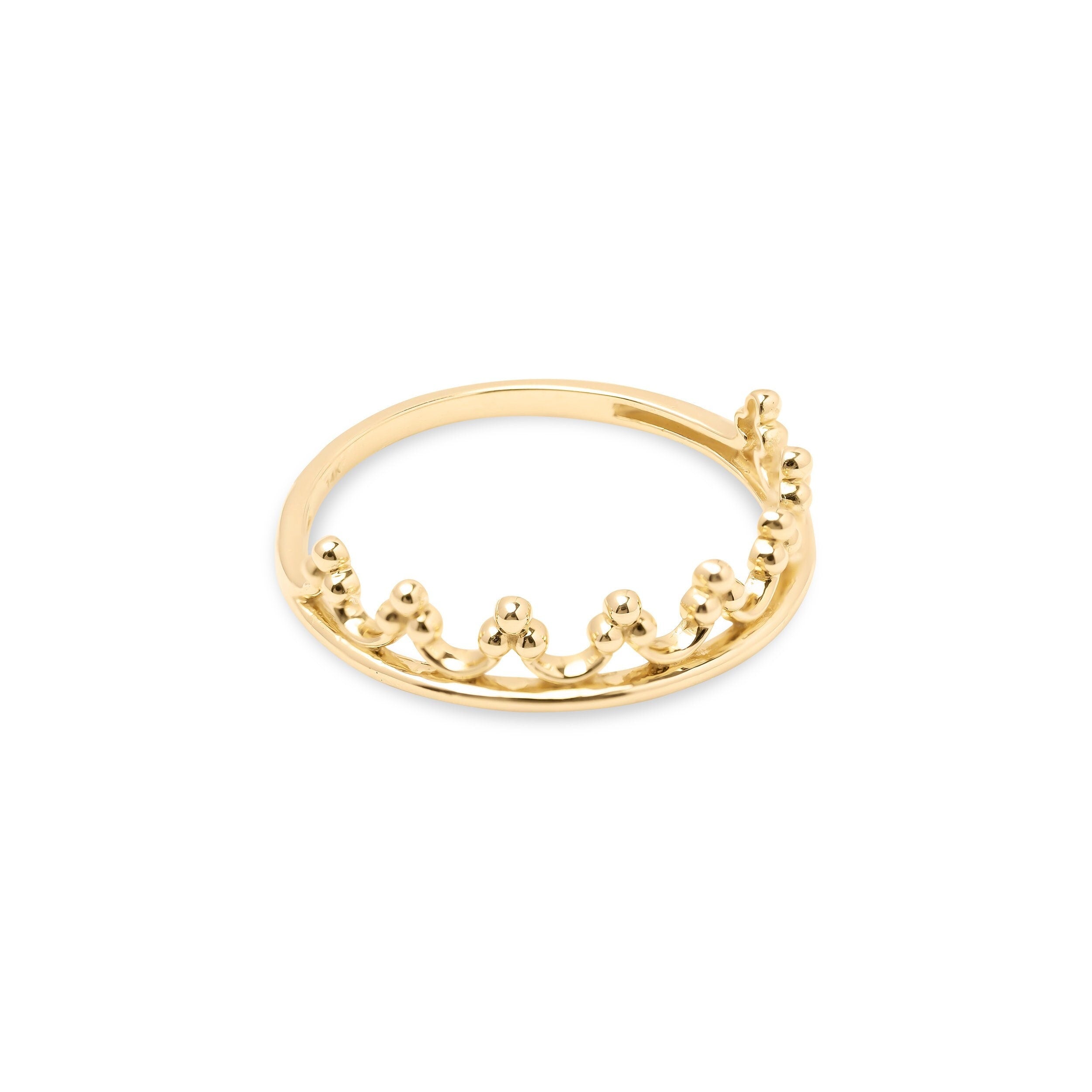 Solid 14k Gold Stackable Crown Ring