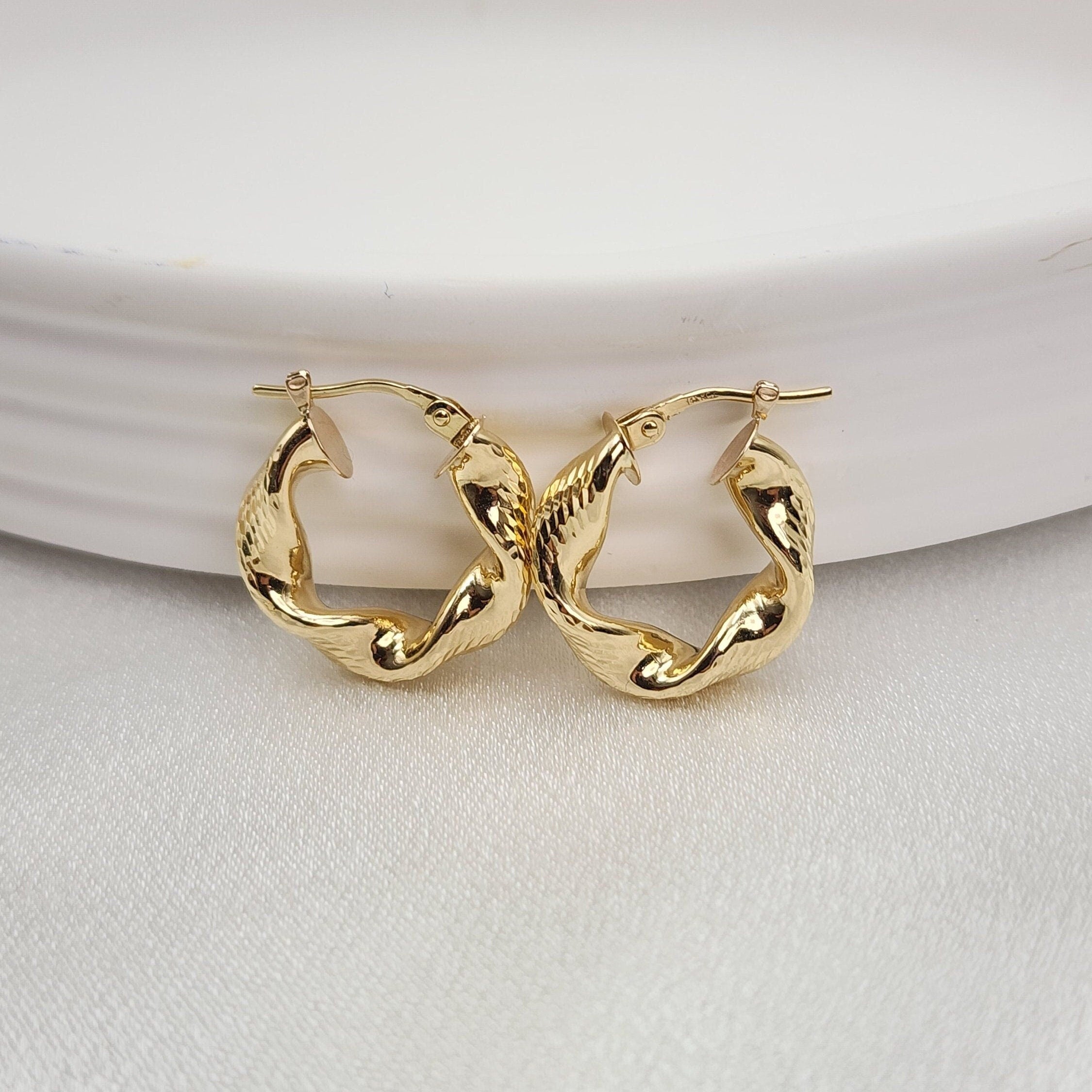 14k Chunky Twisted Hoops Earrings