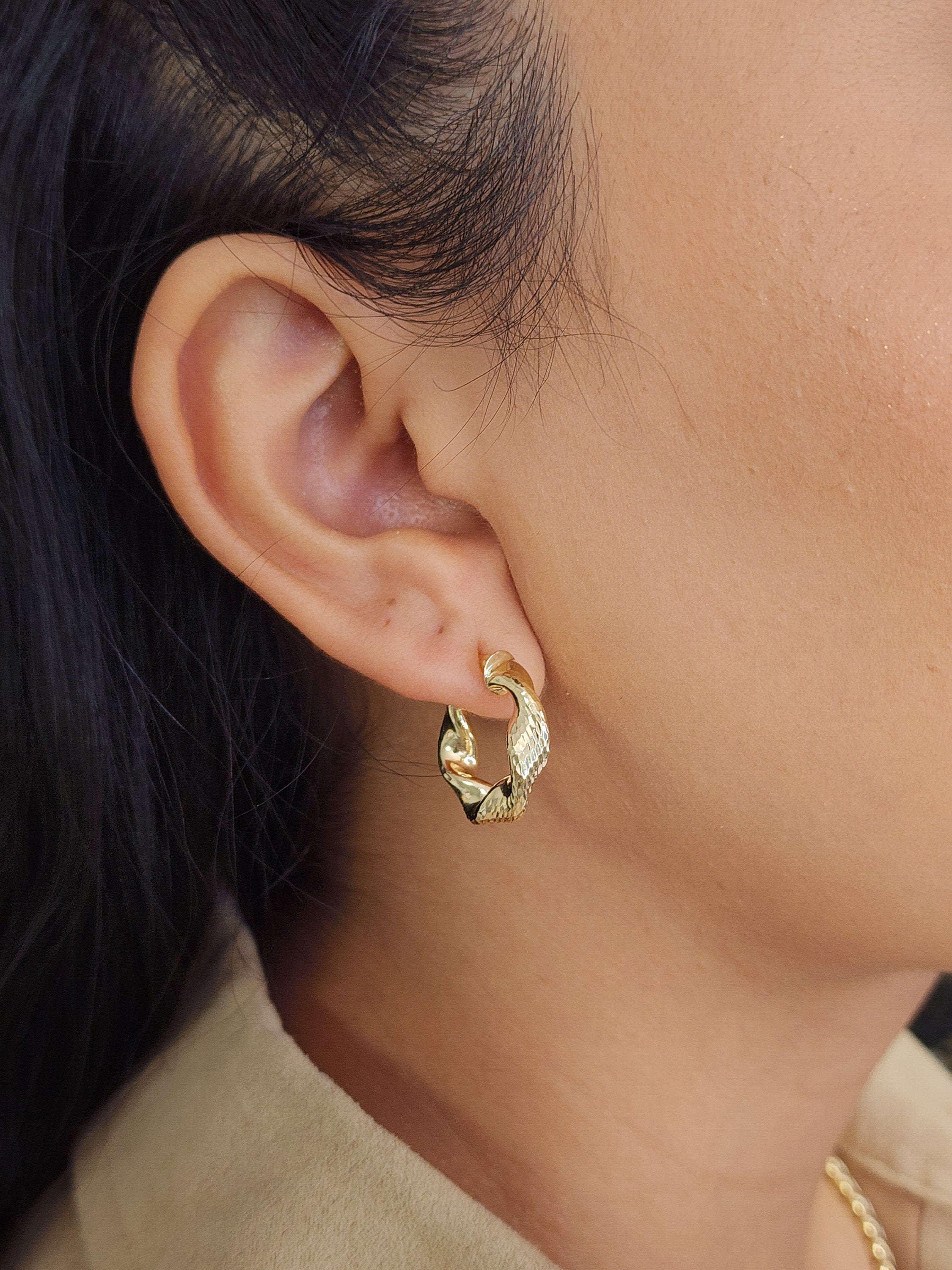 14k Chunky Twisted Hoops Earrings