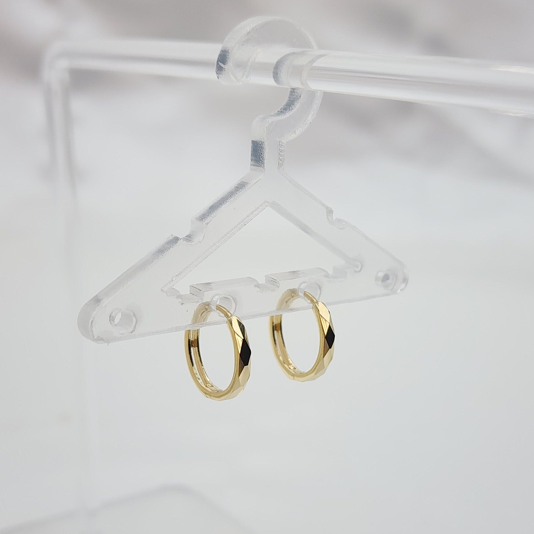Solid 14k Gold Mirror Huggies Earrings - 14mm & 2mm thick