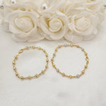 REAL 14k Tricolor/Yellow Gold Bead Diamond Cut Bracelet - 7.5 Inches - 5mm - Perfect Gift