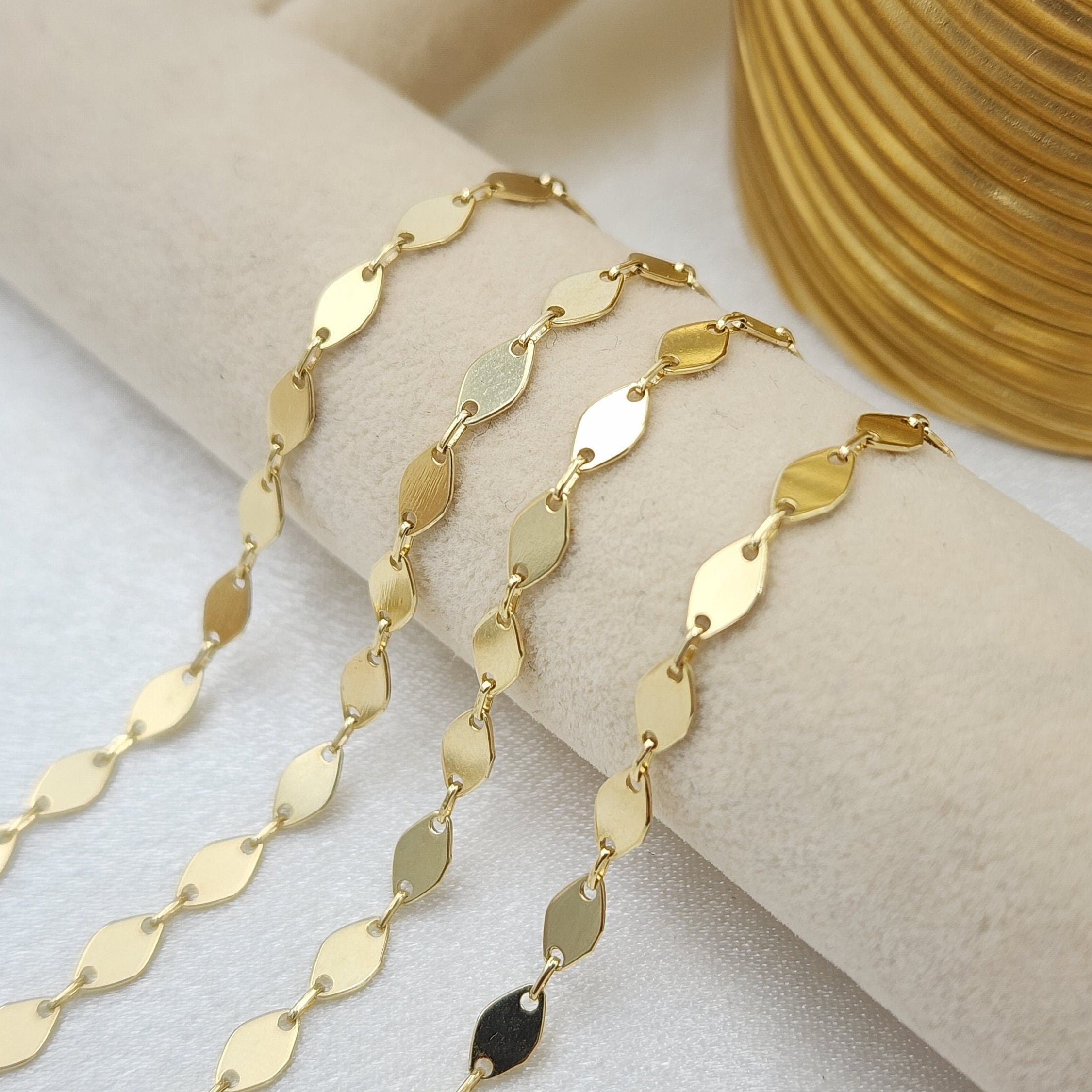 Solid 14k Gold Fancy Oval Mirror Link Necklace - Modern & Shiny - 16, 18, 20 Inches - Elegant Necklace For Her