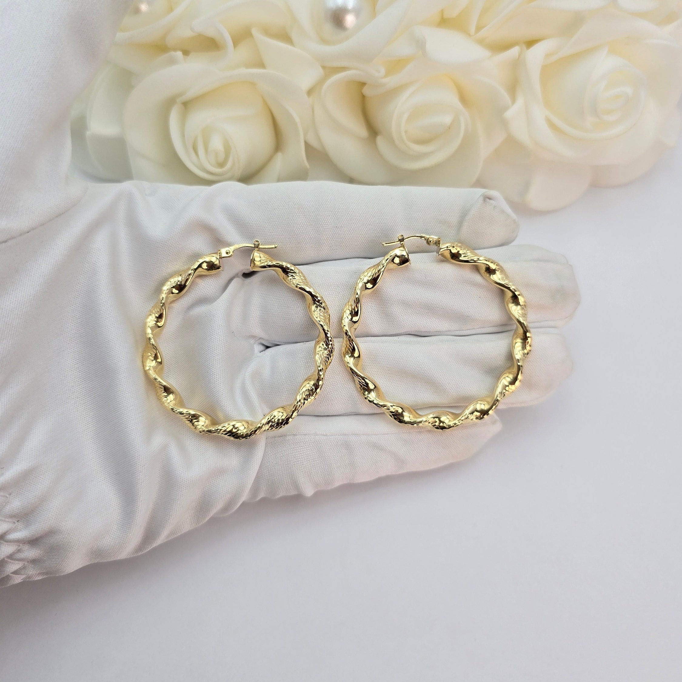 14k 4.8mm Twisted Hoop Earrings