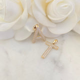Solid 14k Shiny Pave Initials - A to Z - Perfect Gift - Unisex - Medium sized - Gift For Her/Him