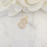 Solid 14k Shiny Pave Initials - A to Z - Perfect Gift - Unisex - Medium sized - Gift For Her/Him