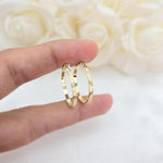 14k Gold 2mm Greek pattern Hoop Earrings - 22mm/0.86" - Versatile & Lightweight - For Her
