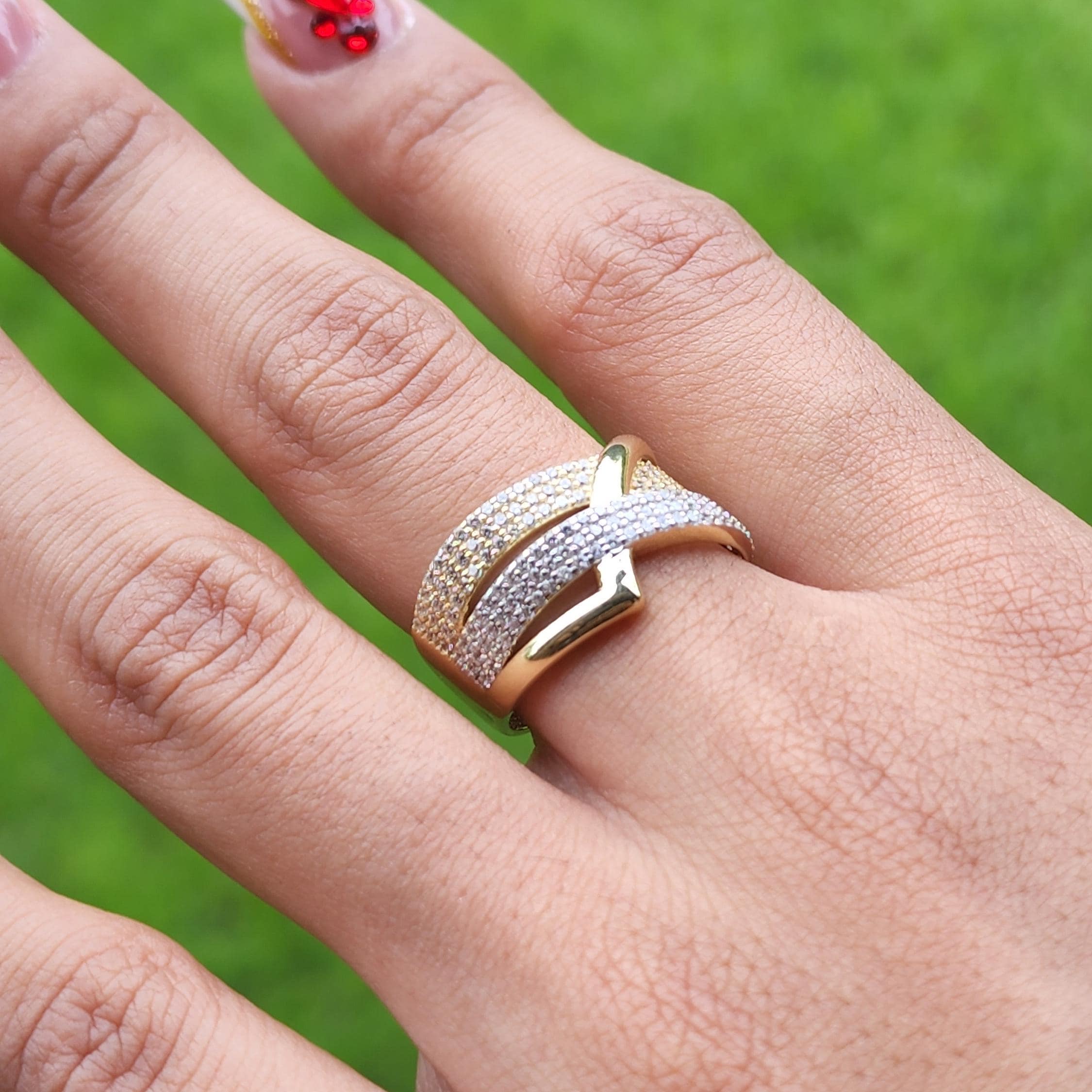 14k Thick Pave 2 tones Ring