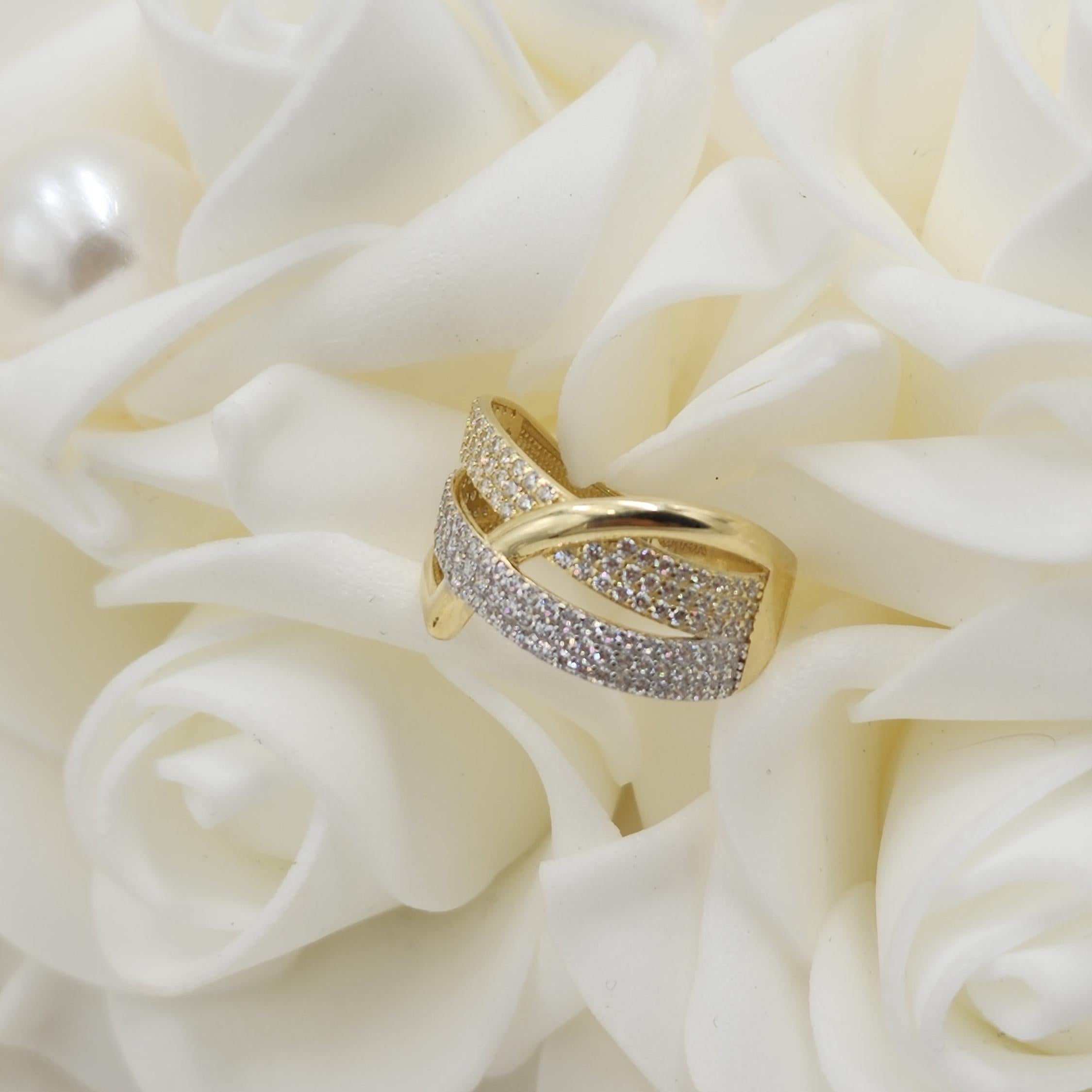 14k Thick Pave 2 tones Ring
