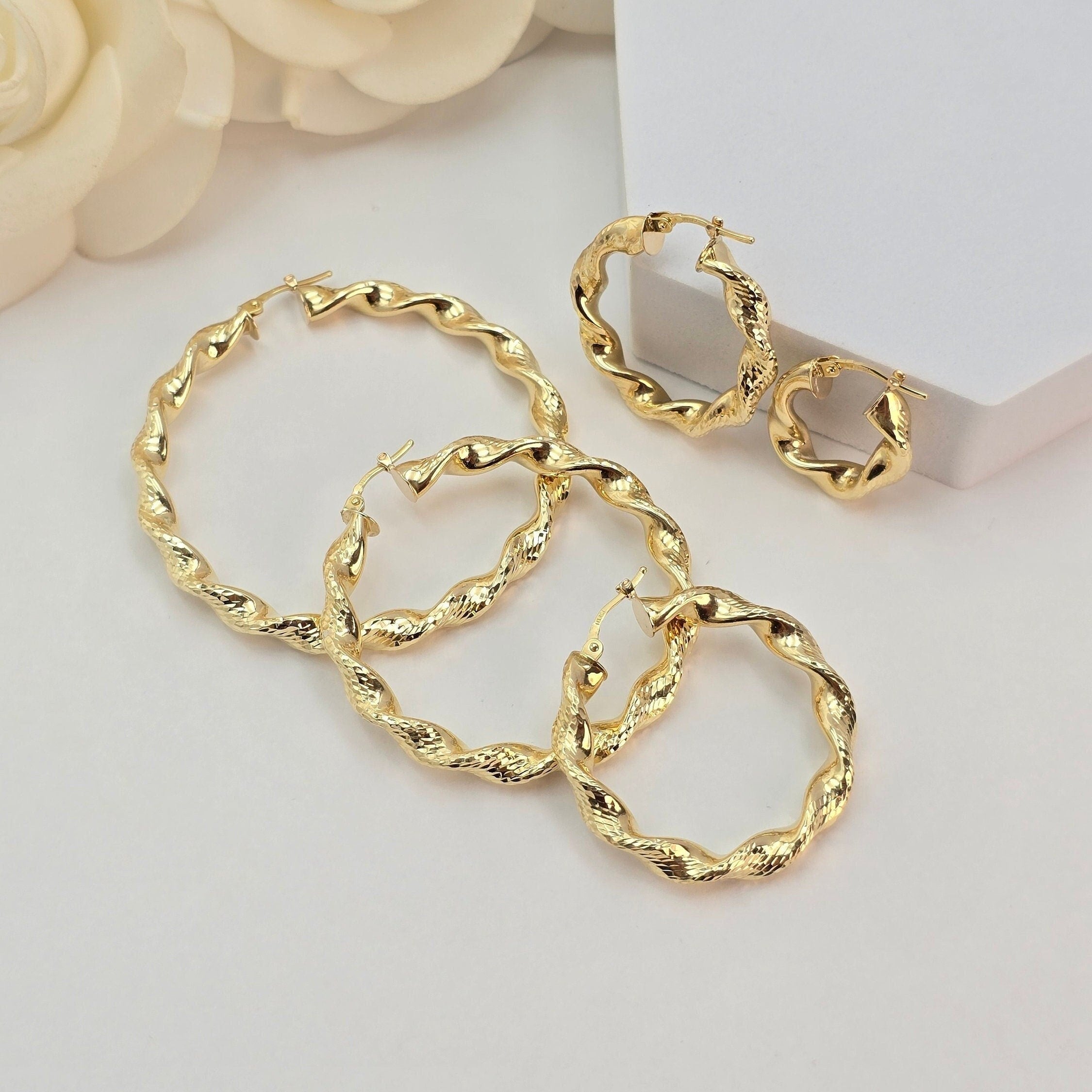 14k 4.8mm Twisted Hoop Earrings