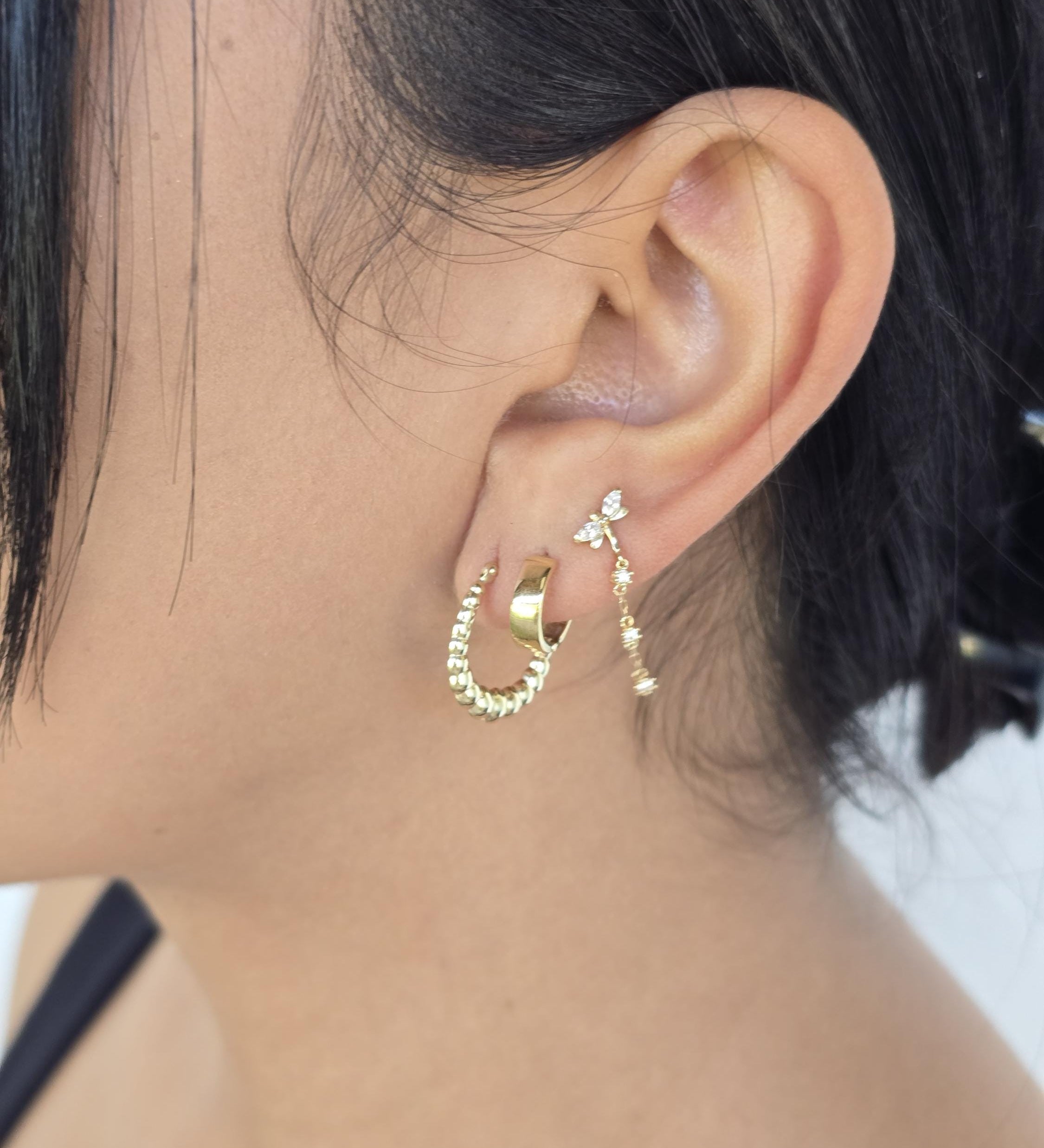 14k Mini Croissant Hoop Earrings