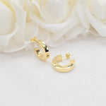 14k Gold Polished Earrings - C hoops - Thick Earrings - Minimalist Fine Jewelry - Gifts For Her