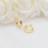 14k Gold Polished Earrings - C hoops - Thick Earrings - Minimalist Fine Jewelry - Gifts For Her