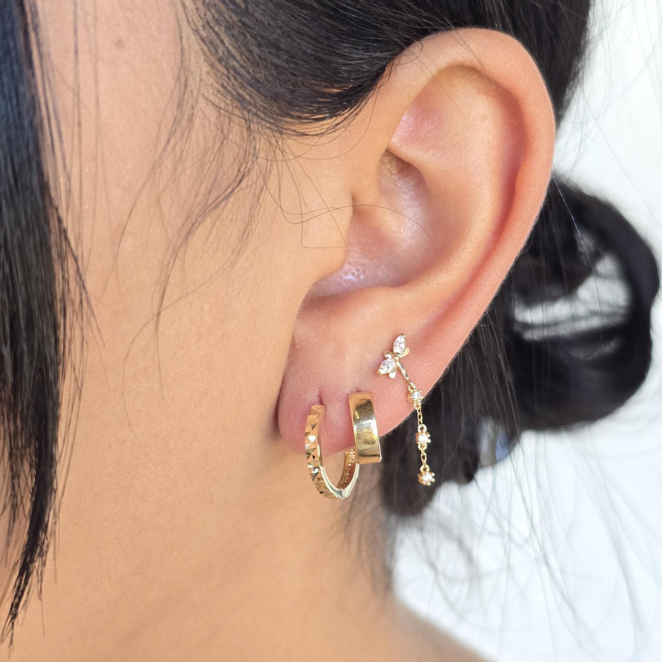 Elegant Solid 14k Gold "Egyptian" Huggie Earrings - For Girls and Women - Perfect Gift - Fine Jewelry