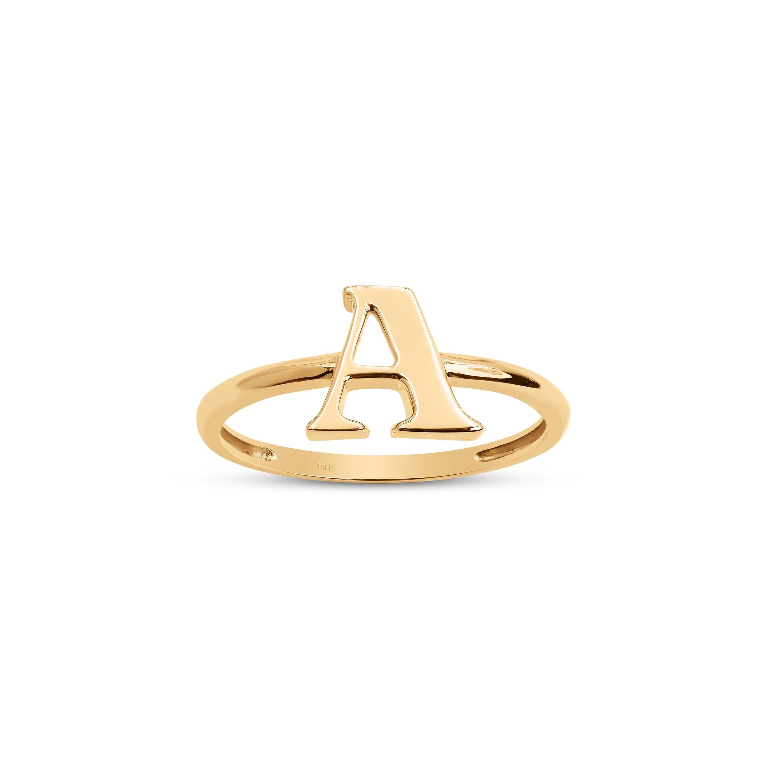 Solid 14k Gold Polished Initial Ring
