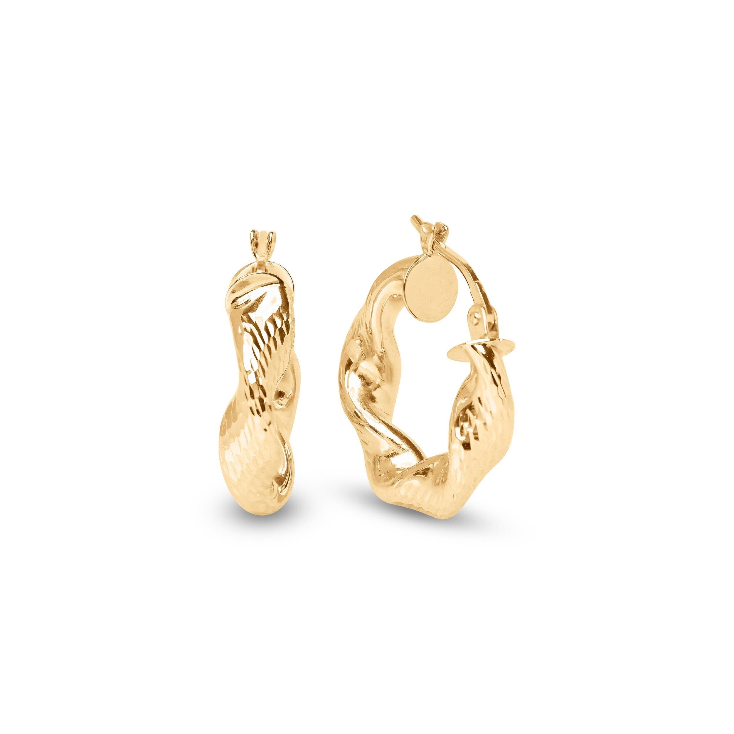 14k Chunky Twisted Hoops Earrings