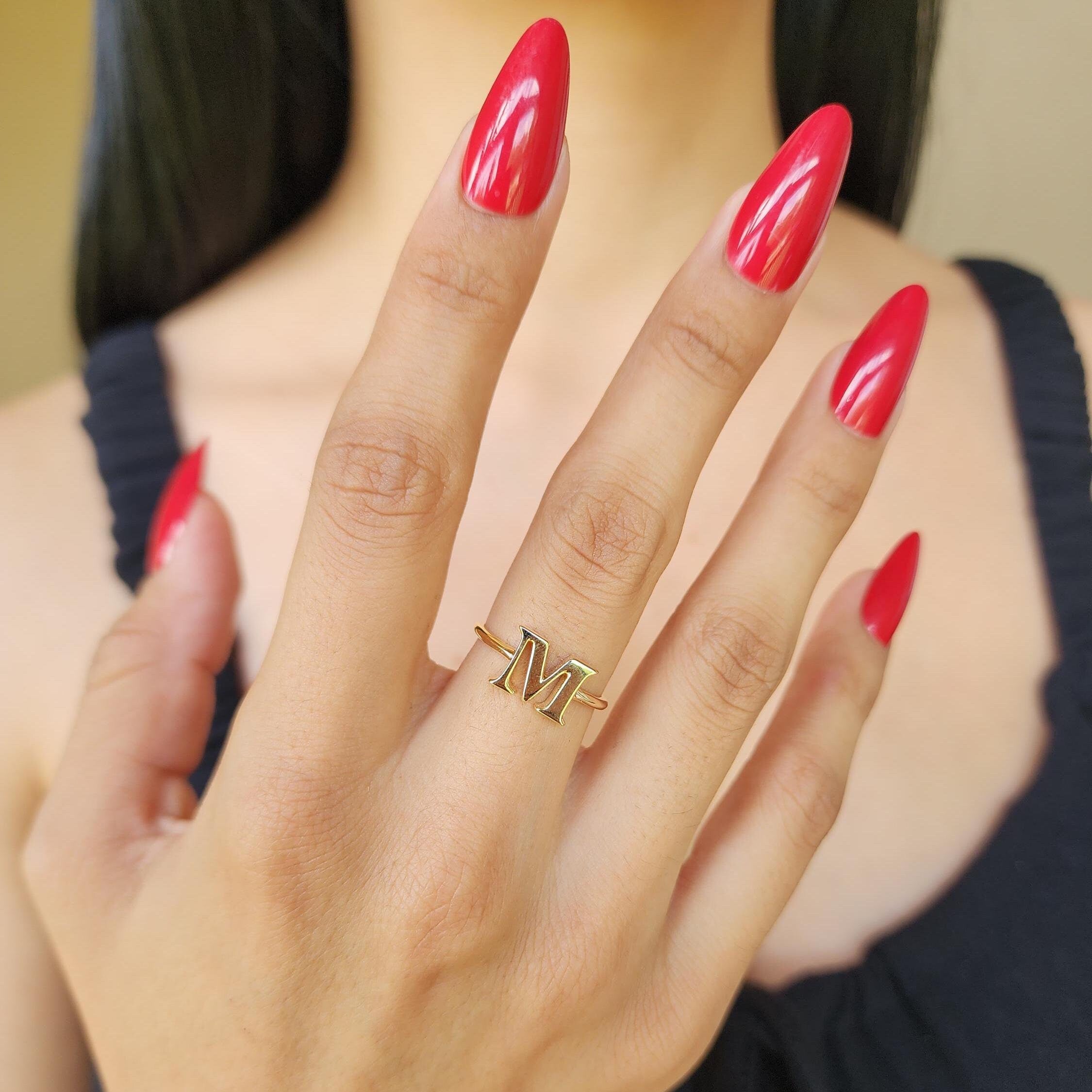 Solid 14k Gold Polished Initial Ring